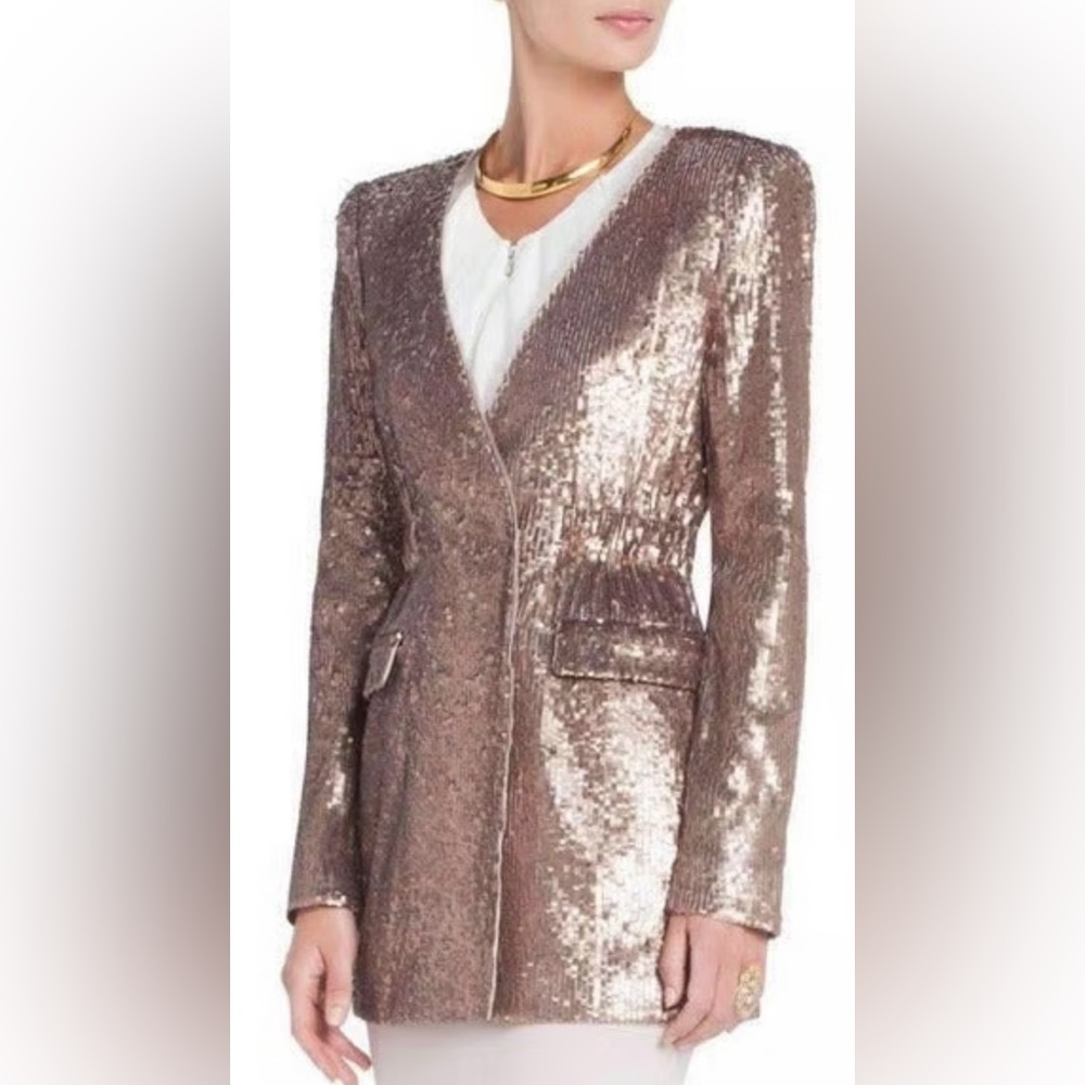 BCBGMaxAzria Metallic Sequin Blazer